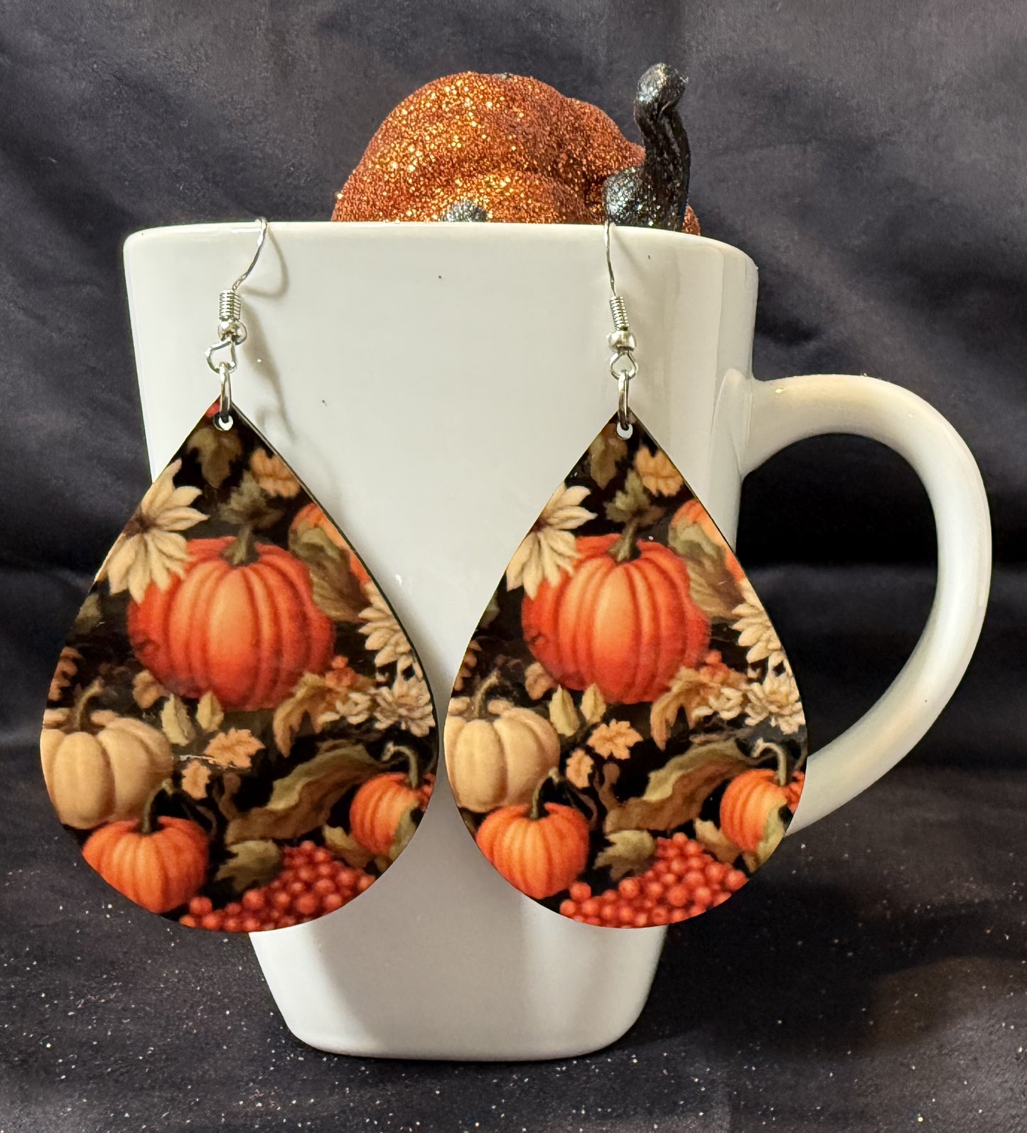 Fall Pumpkin Patch Teardrop MDF Earrings