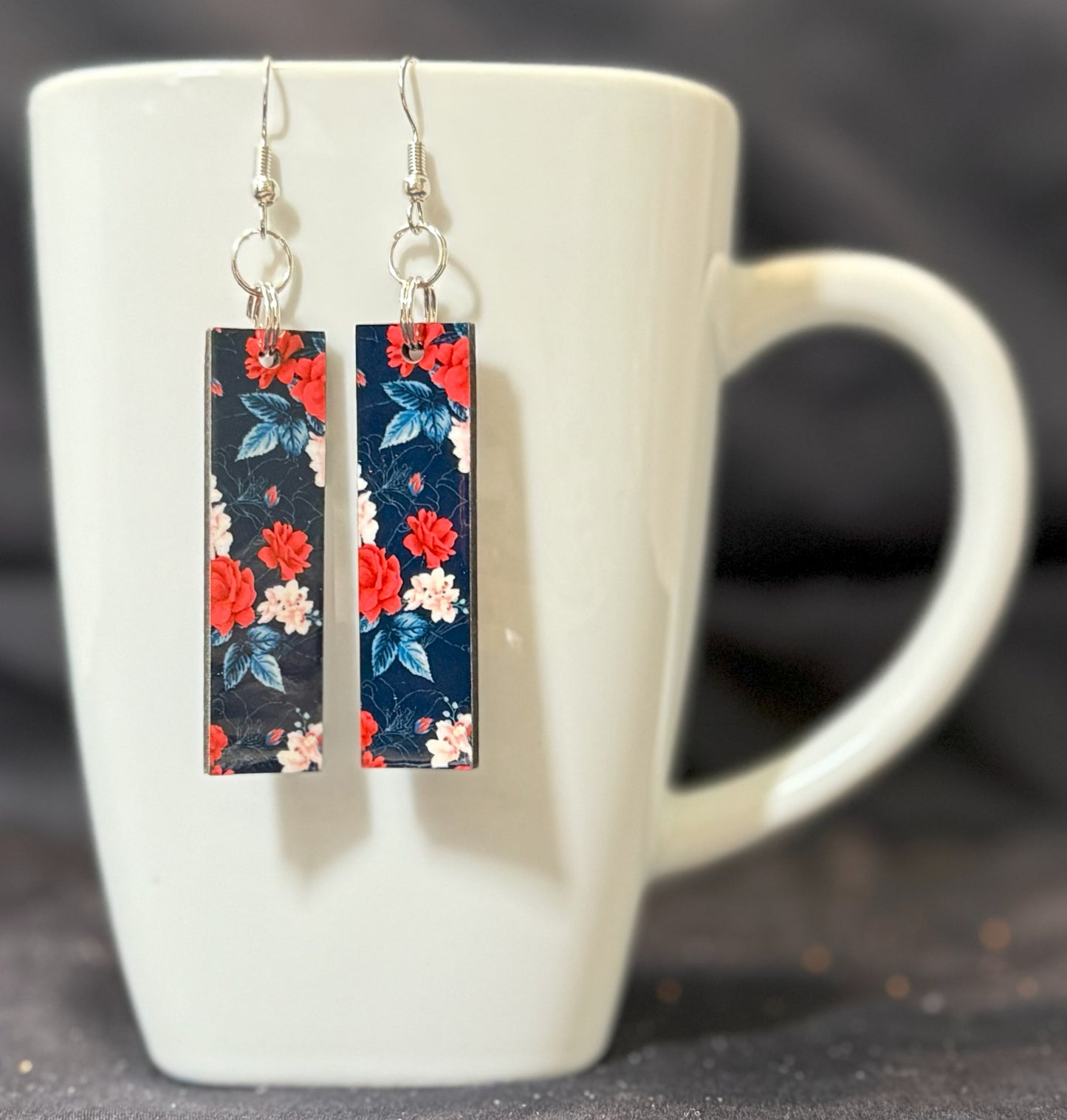 Red and Blue Bar MDF Earrings