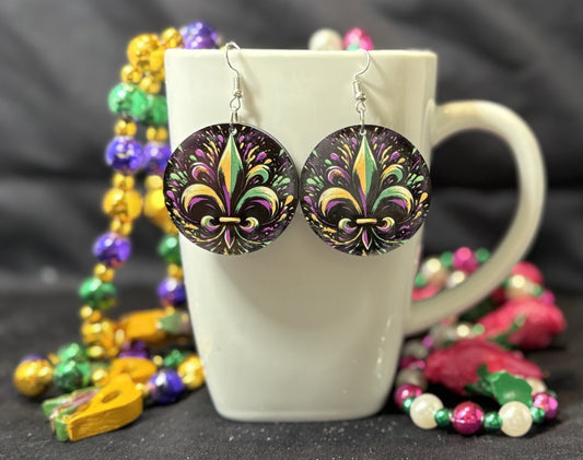 Mardi Gras Fleur De Lis Earrings