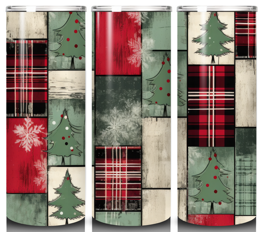 Patchwork Christmas 20 ounce Skinny Tumbler