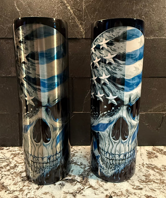 Blue Line Skull 30 oz