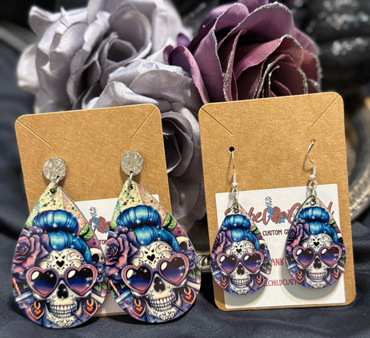 Mom Life Sugar Skull Earrings