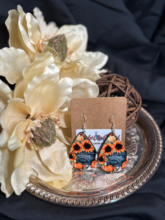 Sunflowers and Wagon Wheel Earrings