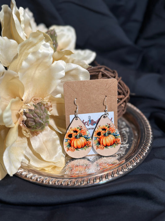 Sunflowers and Pumpkin Earrings