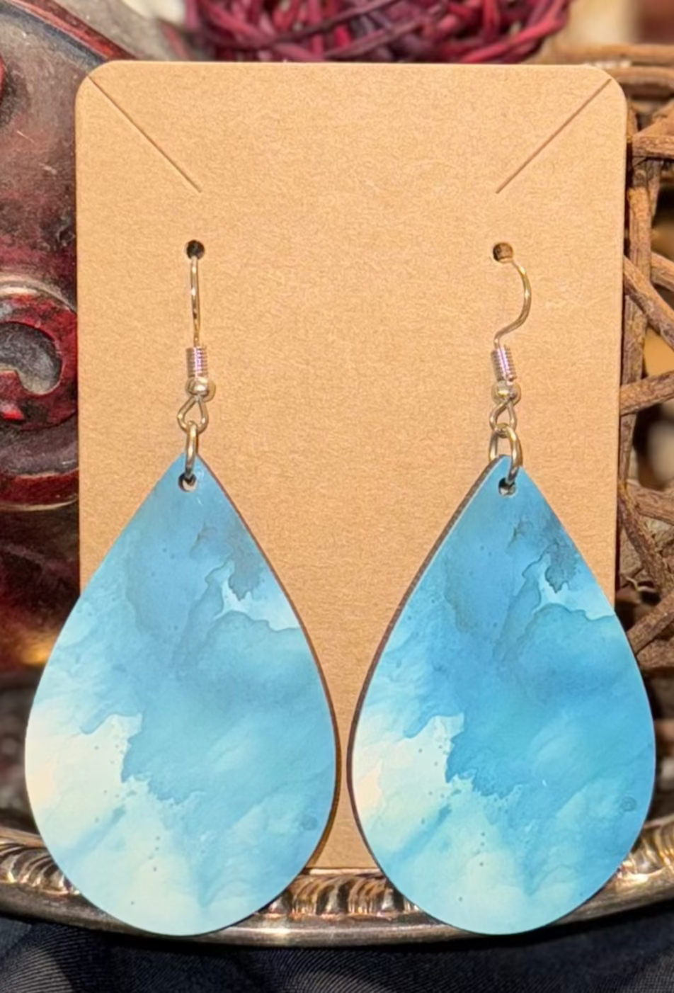 Marble-Look Tear Drop Earrings