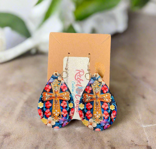Stained Glass Look Teardrop Earrings
