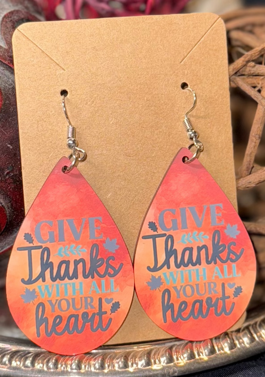 "Give Thanks" Teardrop Earrings