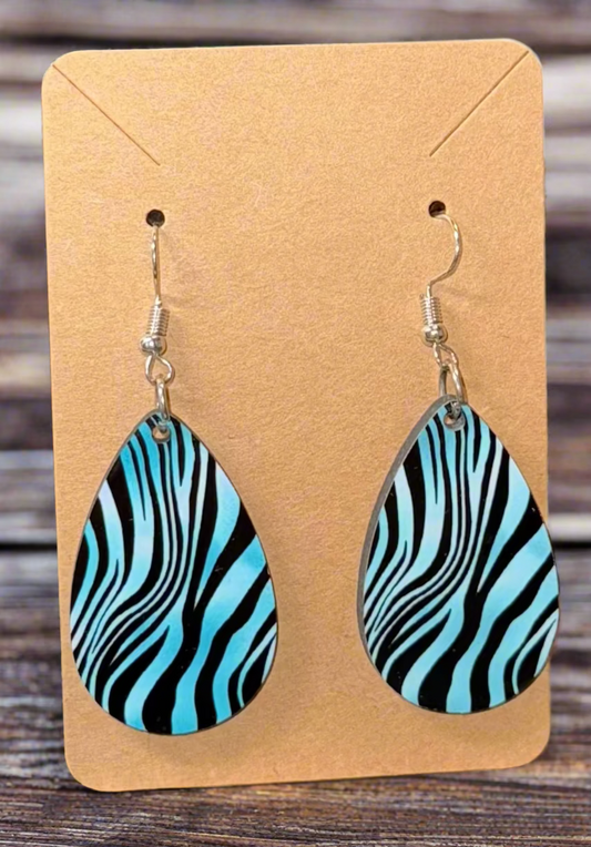 Zebra Striped Teardrop Earrings