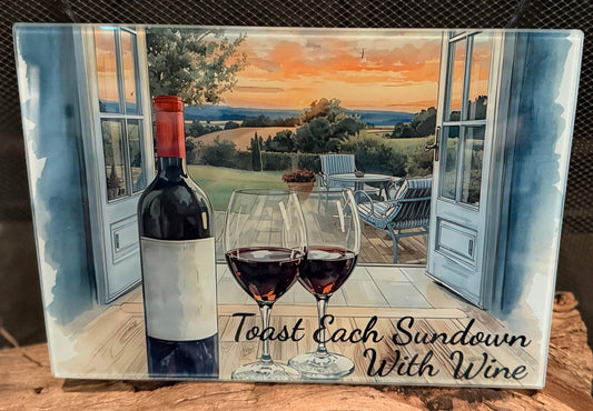Sundown Memories Glass Charcuterie Board
