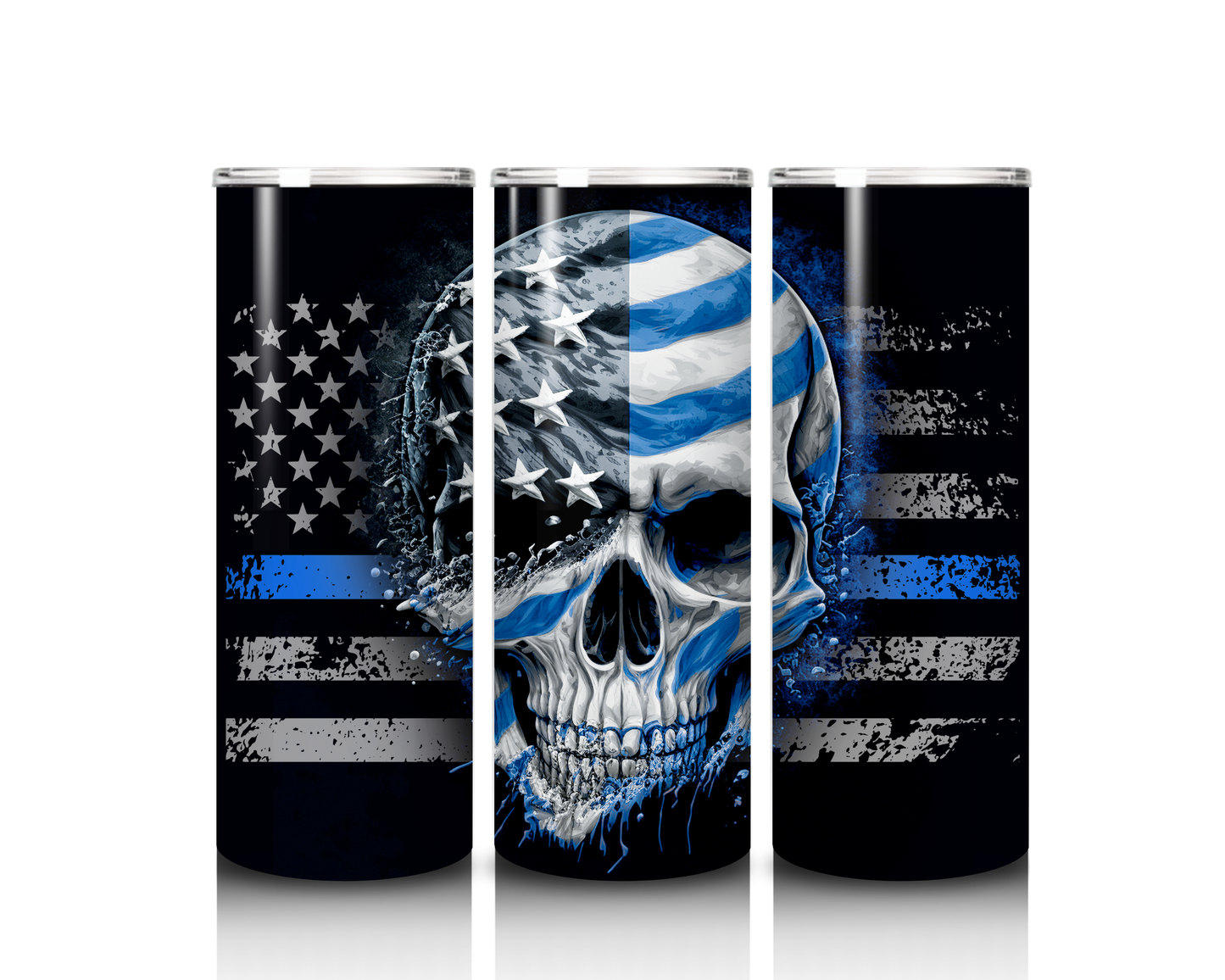 Blue Line Skull Tumbler 20 oz