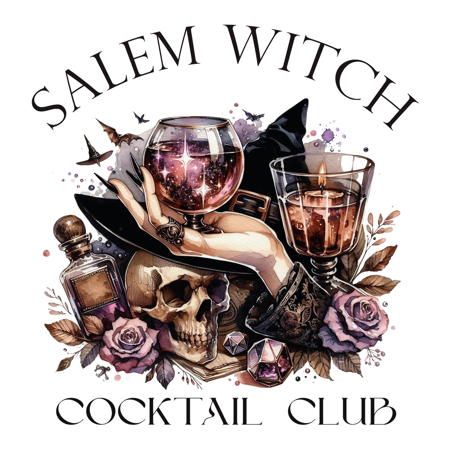 Salem Witch Cocktail Club-100% Heavy Cotton T-Shirt