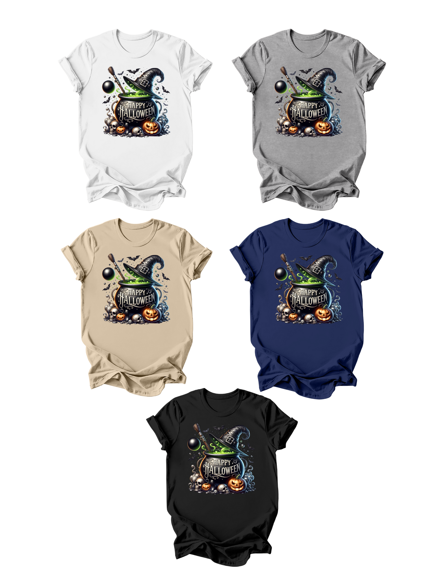 Happy Halloween Cauldron-100% Heavy Cotton T-Shirt