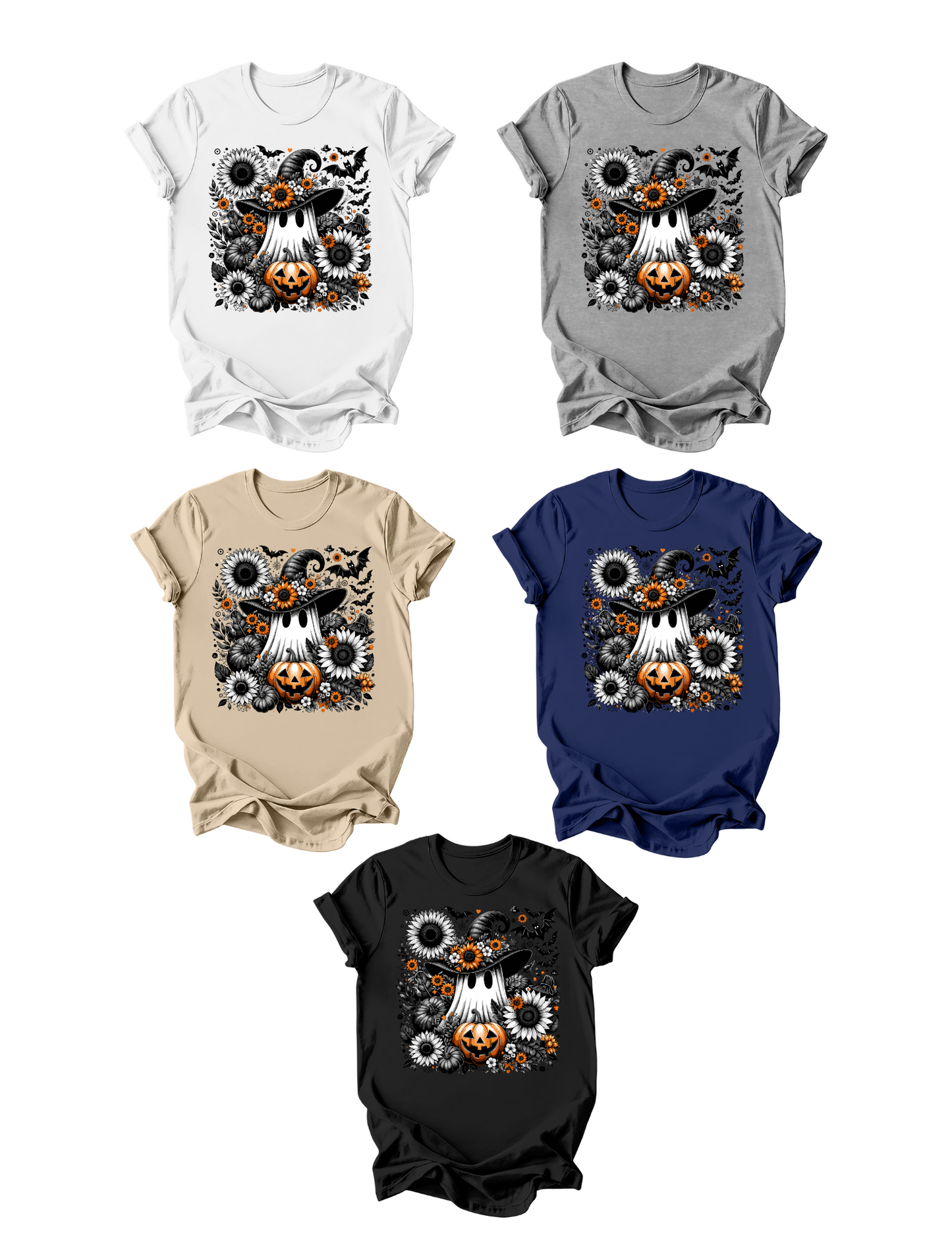 Ghost and Sunflowers-100% Heavy Cotton T-Shirt