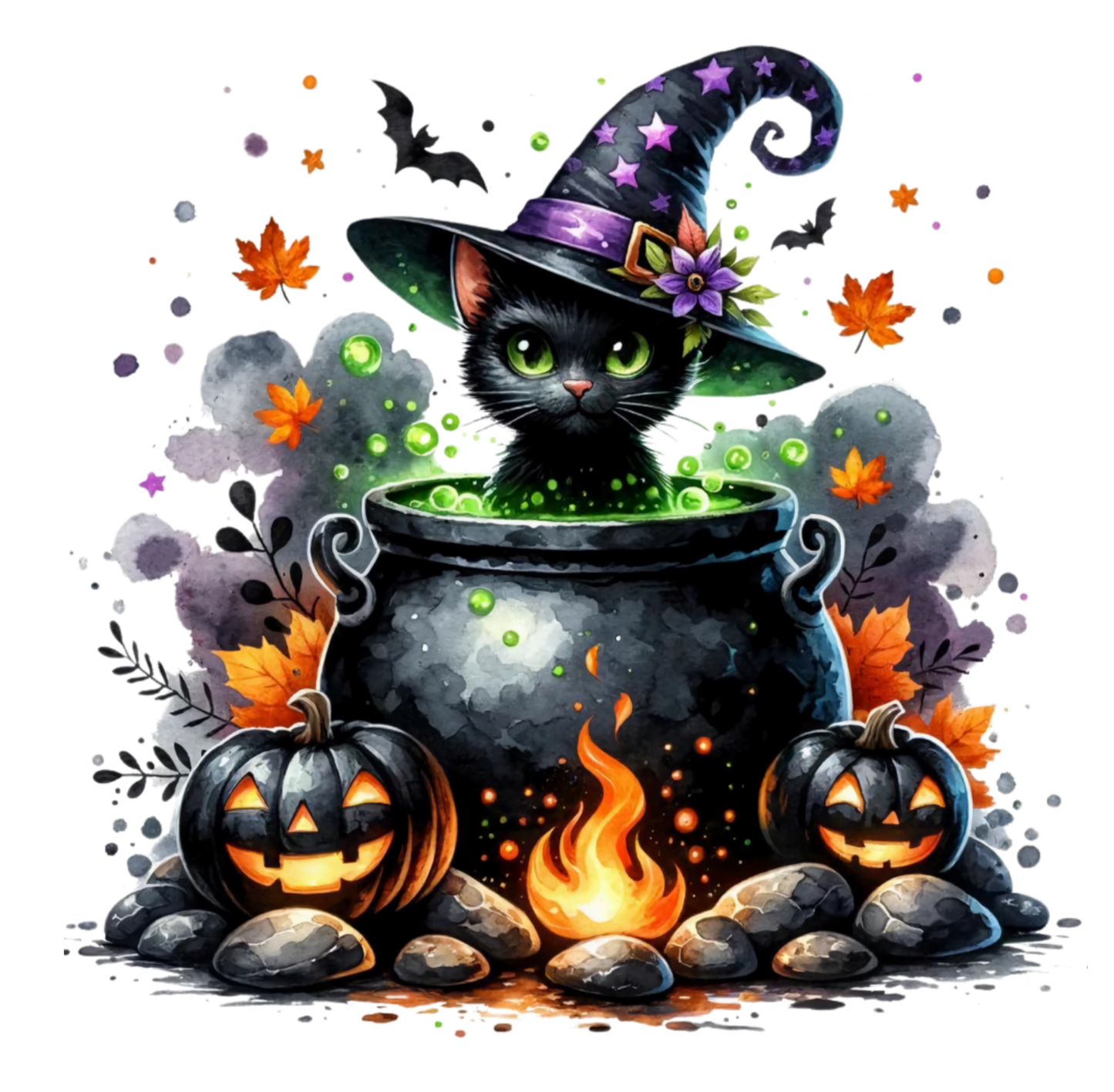 Cat in a Cauldron-100% Heavy Cotton T-Shirt