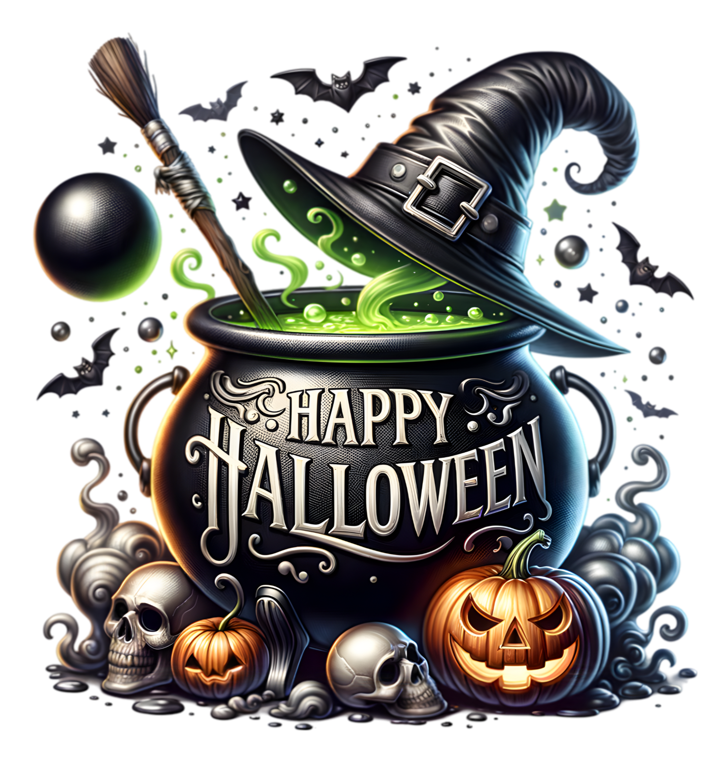 Happy Halloween Cauldron-100% Heavy Cotton T-Shirt