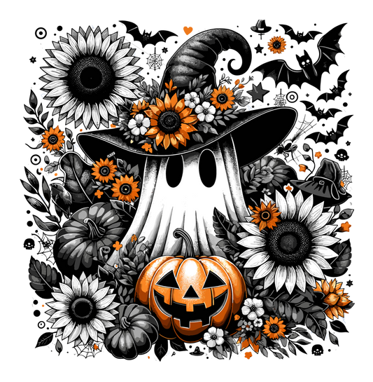 Ghost and Sunflowers-100% Heavy Cotton T-Shirt